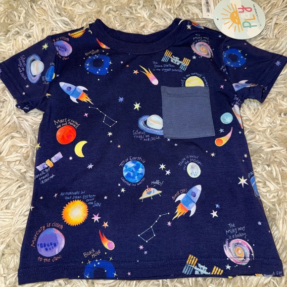 🔭 Through my Telescope Little Sleepies Bamboo Play Outer Space T Shirt NWT - Picture 3 of 6